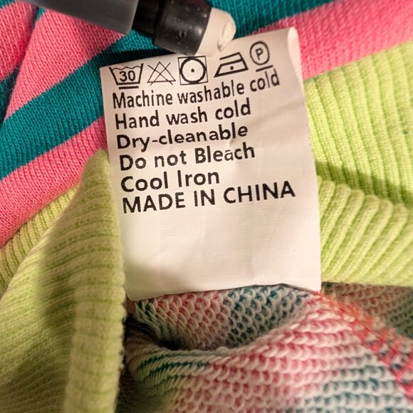 Trendy Queen Womens XL Pullover Sweater Striped Teal Pink Neon Yellow Oversized - Picture 8 of 8